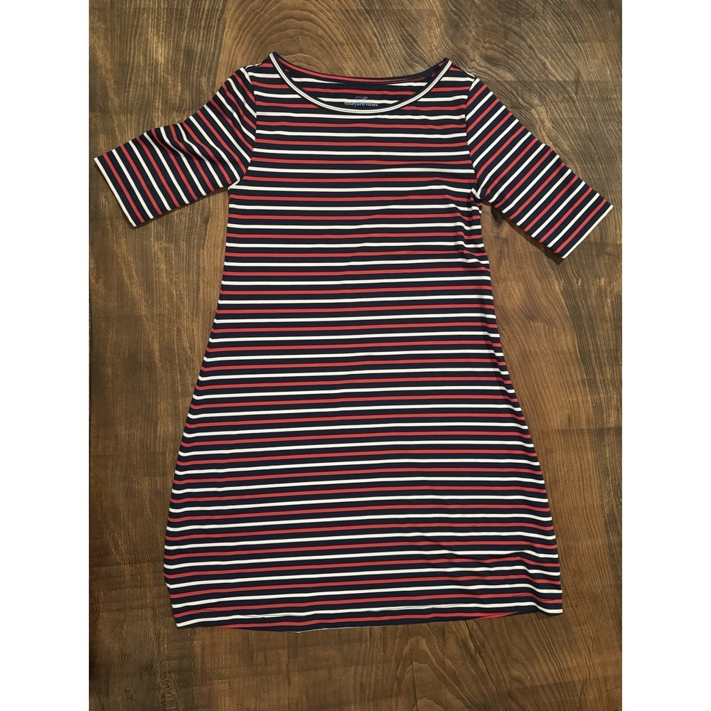 Women's Vineyard Vines Striped Sankaty Swing Dress Navy Blue‎ Red White XXS